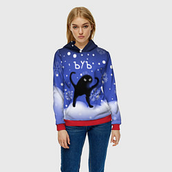 Толстовка-худи женская Ъуъ - Новый год, цвет: 3D-красный — фото 2