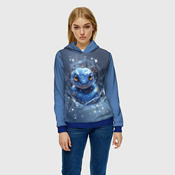 Толстовка-худи женская Змея с большими глазами, цвет: 3D-синий — фото 2
