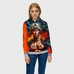 Толстовка-худи женская Воин России, цвет: 3D-меланж — фото 2