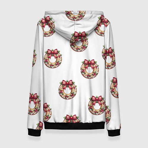 Женская толстовка Много новогодних пончиков с бантиком и ягодами / 3D-Черный – фото 2