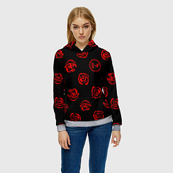 Толстовка-худи женская Twenty one pilots rose pattern, цвет: 3D-меланж — фото 2