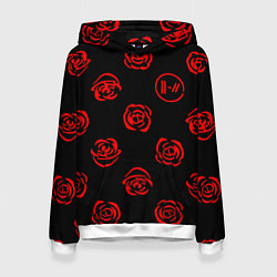 Толстовка-худи женская Twenty one pilots rose pattern, цвет: 3D-белый