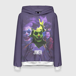 Толстовка-худи женская Джокер - осколки, цвет: 3D-белый