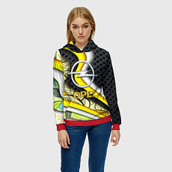 Толстовка-худи женская Opel абстракция волны, цвет: 3D-красный — фото 2