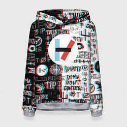 Толстовка-худи женская Twenty one pilots glitch pattern, цвет: 3D-меланж