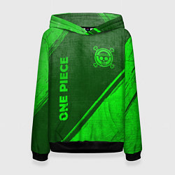 Толстовка-худи женская One Piece - green gradient вертикально, цвет: 3D-черный