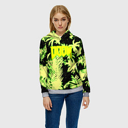Толстовка-худи женская Doom тропический стиль кислота, цвет: 3D-меланж — фото 2