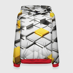 Толстовка-худи женская Оптические кубы текстура, цвет: 3D-красный