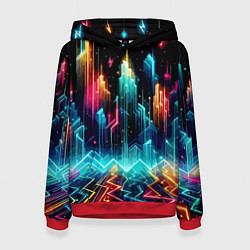 Толстовка-худи женская Neon fantastic metropolis - vaporwave, цвет: 3D-красный