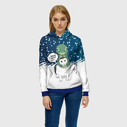 Толстовка-худи женская Символ года - Кот змея, цвет: 3D-синий — фото 2