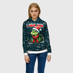 Толстовка-худи женская С новым годом змеи, цвет: 3D-белый — фото 2