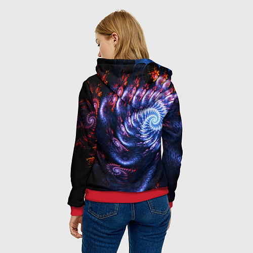 Женская толстовка Оптический фрактальный узор текстура / 3D-Красный – фото 4