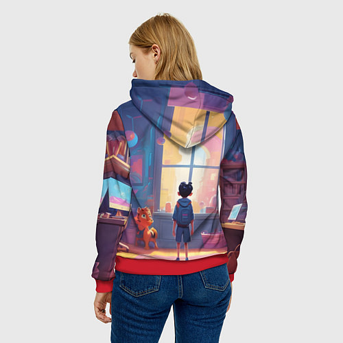 Женская толстовка Детство приключения / 3D-Красный – фото 4