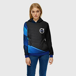 Толстовка-худи женская Volvo metal auto, цвет: 3D-синий — фото 2