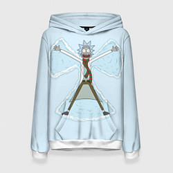 Толстовка-худи женская Рик и Морти снег - бабочка, цвет: 3D-белый