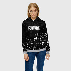 Толстовка-худи женская Fortnite pattern black, цвет: 3D-меланж — фото 2