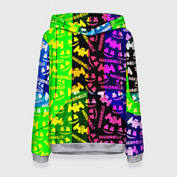 Толстовка-худи женская Marshmello pattern neon steel, цвет: 3D-меланж