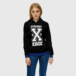 Толстовка-худи женская Straight edge SXE, цвет: 3D-синий — фото 2