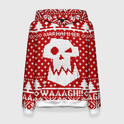 Толстовка-худи женская Вязаный warhammer waaagh, цвет: 3D-белый