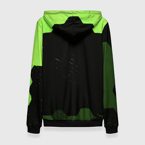 Женская толстовка Doom x portal 2 зелёные соты / 3D-Черный – фото 2