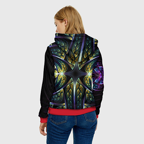 Женская толстовка Оптический узор из фрактала / 3D-Красный – фото 4