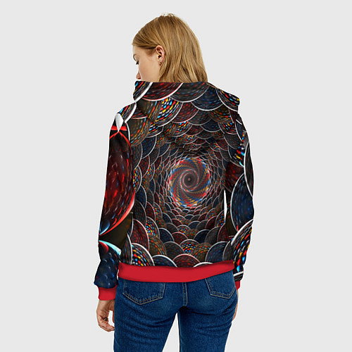 Женская толстовка Оптические волны абстракция / 3D-Красный – фото 4
