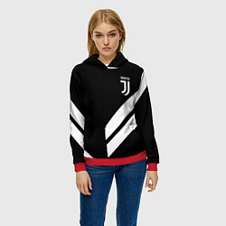 Толстовка-худи женская Juventus line white, цвет: 3D-красный — фото 2