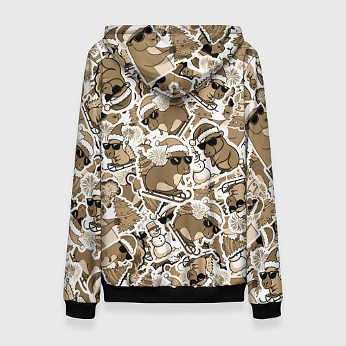 Женская толстовка Патерн новогодняя капибара в бежевом / 3D-Черный – фото 2