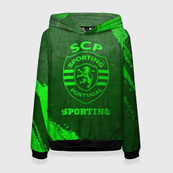 Толстовка-худи женская Sporting - green gradient, цвет: 3D-черный