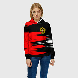 Толстовка-худи женская Россия полосы краски, цвет: 3D-черный — фото 2