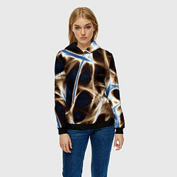 Толстовка-худи женская Неоновые связи, цвет: 3D-черный — фото 2
