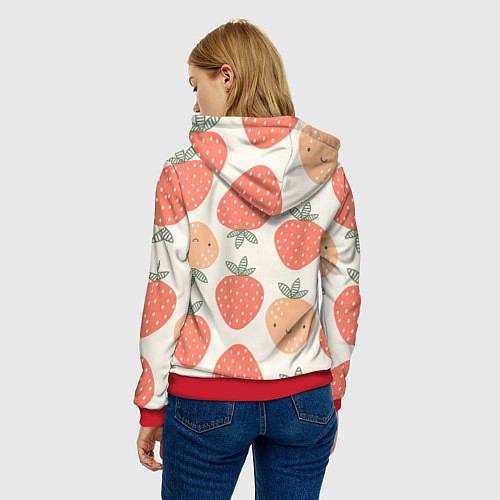 Женская толстовка Клубничный узор / 3D-Красный – фото 4