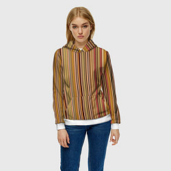 Толстовка-худи женская Полосатость, цвет: 3D-белый — фото 2