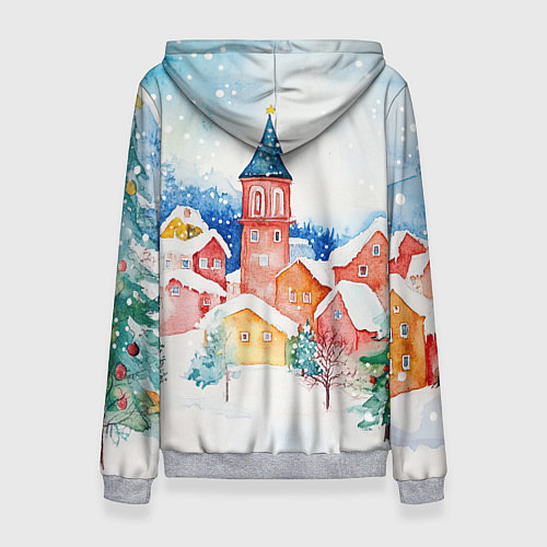 Женская толстовка Новогодний сказочный город / 3D-Меланж – фото 2