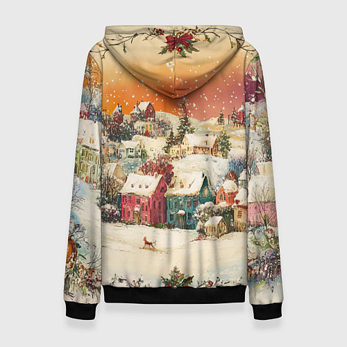 Женская толстовка Новогодний город из разноцветных домов / 3D-Черный – фото 2