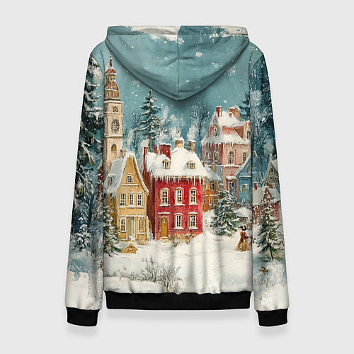Женская толстовка Праздничный новогодний город / 3D-Черный – фото 2