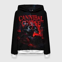 Толстовка-худи женская Cannibal Corpse кровавый череп, цвет: 3D-белый
