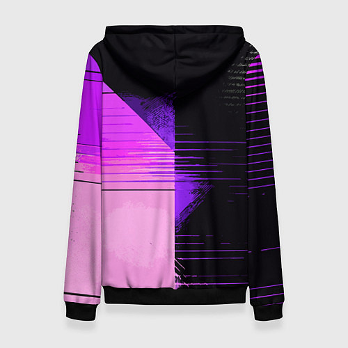 Женская толстовка Горизонтальные полосы на чёрно-розовом фоне / 3D-Черный – фото 2