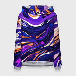 Толстовка-худи женская Разноцветная абстракция разводов, цвет: 3D-меланж