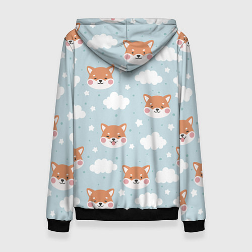 Женская толстовка Узор сибу ину и облака / 3D-Черный – фото 2