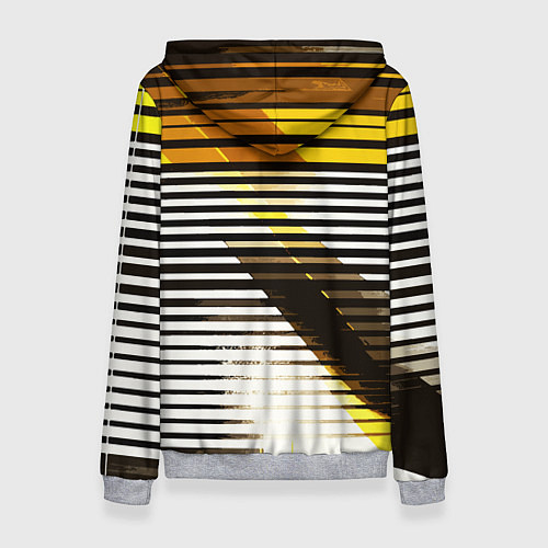 Женская толстовка Жёлто-чёрные полосы на белом фоне / 3D-Меланж – фото 2