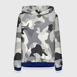 Толстовка-худи женская Бело-серый камуфляж, цвет: 3D-синий