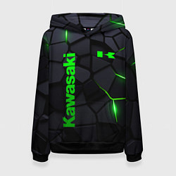 Толстовка-худи женская Kawasaki - плиты с эффектом свечения, цвет: 3D-черный