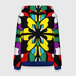 Толстовка-худи женская Яркий калейдоскоп, цвет: 3D-синий