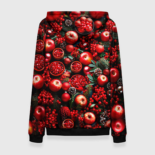 Женская толстовка Рождественские ягоды и фрукты / 3D-Черный – фото 2
