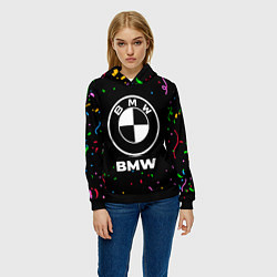Толстовка-худи женская BMW конфети, цвет: 3D-черный — фото 2