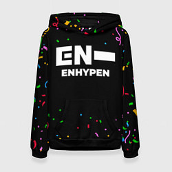 Толстовка-худи женская Enhypen конфети, цвет: 3D-черный