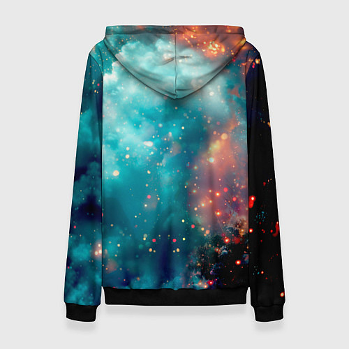 Женская толстовка Космонавт с ёлкой в космосе / 3D-Черный – фото 2