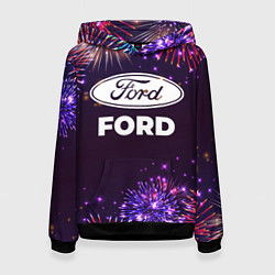 Толстовка-худи женская Праздничный Ford, цвет: 3D-черный