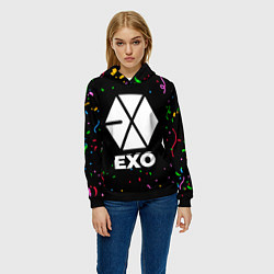 Толстовка-худи женская Exo конфети, цвет: 3D-черный — фото 2